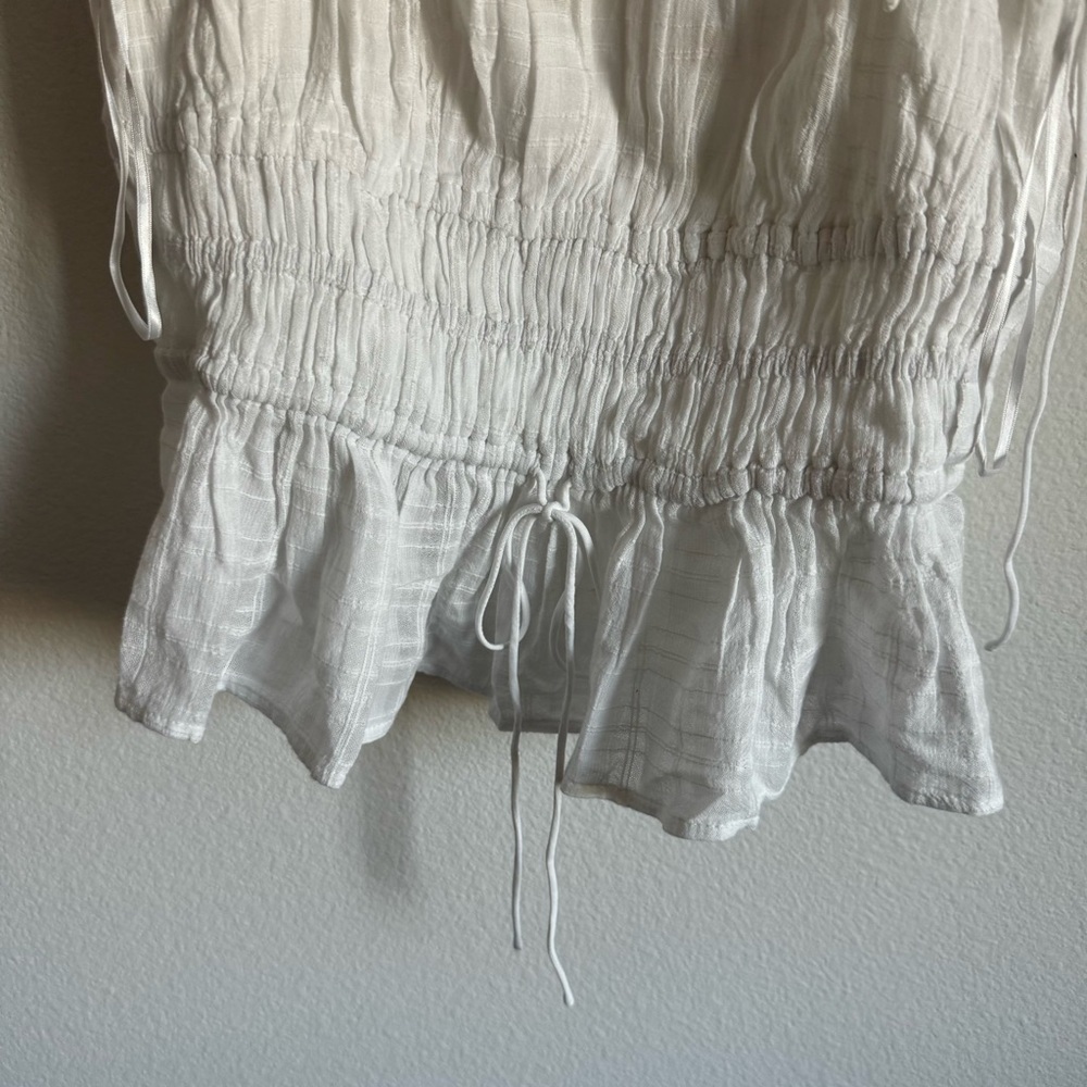J. Crew White Ruched Peplum Tie-Strap Camisole - Picture 8 of 11